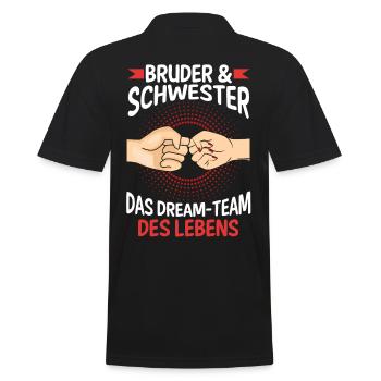 Geschwister Bruder und Schwester - Männer Poloshirt - Schwarz - Hinten - Kai (181cm)