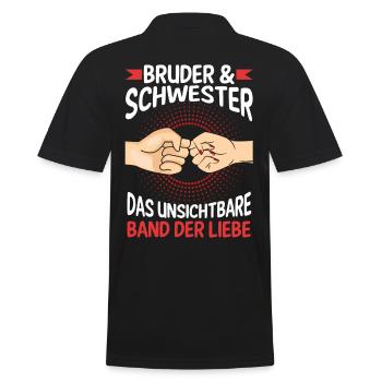 Geschwister Bruder und Schwester - Männer Poloshirt - Schwarz - Hinten - Kai (181cm)