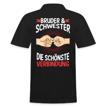 Geschwister Bruder und Schwester - Männer Poloshirt - Schwarz - Hinten - Kai (181cm)
