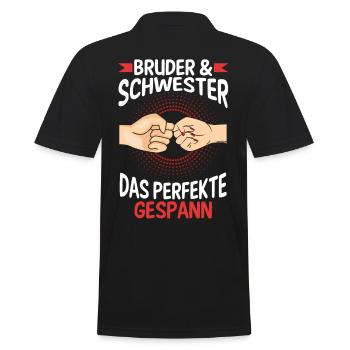Geschwister Bruder und Schwester - Männer Poloshirt - Schwarz - Hinten - Kai (181cm)