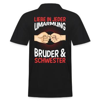 Geschwister Bruder und Schwester - Männer Poloshirt - Schwarz - Hinten - Kai (181cm)