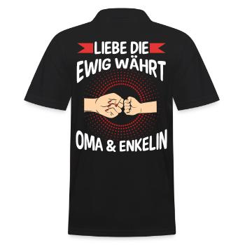 Oma Großmutter und Enkelin - Männer Poloshirt - Schwarz - Hinten - Kai (181cm)
