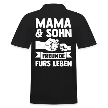 Mutter Muttertag Mama und Sohn - Männer Poloshirt - Schwarz - Hinten - Kai (181cm)
