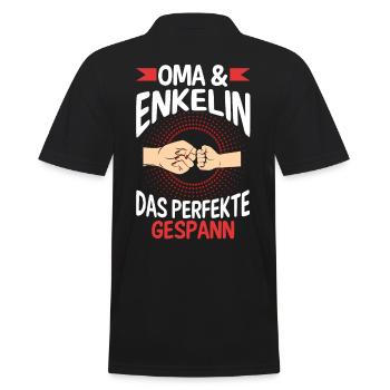 Oma Großmutter und Enkelin - Männer Poloshirt - Schwarz - Hinten - Kai (181cm)
