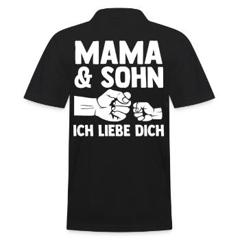 Mutter Muttertag Mama und Sohn - Männer Poloshirt - Schwarz - Hinten - Kai (181cm)