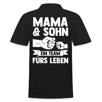 Mutter Muttertag Mama und Sohn - Männer Poloshirt - Schwarz - Hinten - Kai (181cm)