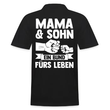 Mutter Muttertag Mama und Sohn - Männer Poloshirt - Schwarz - Hinten - Kai (181cm)