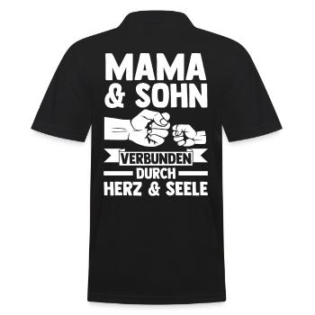 Mutter Muttertag Mama und Sohn - Männer Poloshirt - Schwarz - Hinten - Kai (181cm)