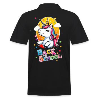 Unicorn Einhorn zurück zur Schule - Männer Poloshirt - Schwarz - Hinten - Kai (181cm)