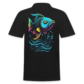 Poisson Vecteur Art Néon Lueur - Polo Homme - noir - Dos - Kai (181cm)