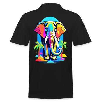 Éléphant coloré dans la conception de l’arc-en-ciel de la jungle - Polo Homme - noir - Dos - Kai (181cm)