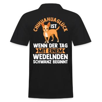 Hund Chihuahua - Männer Poloshirt - Schwarz - Hinten - Kai (181cm)