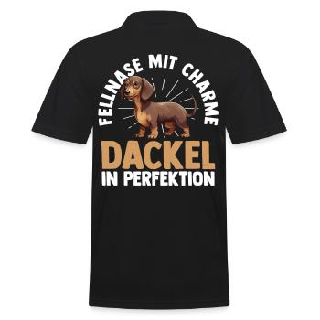 Hund Dachshund Dackel - Männer Poloshirt - Schwarz - Hinten - Kai (181cm)
