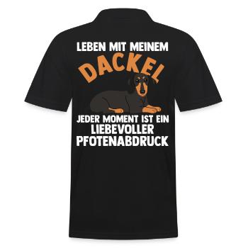 Hund Dachshund Dackel - Männer Poloshirt - Schwarz - Hinten - Kai (181cm)