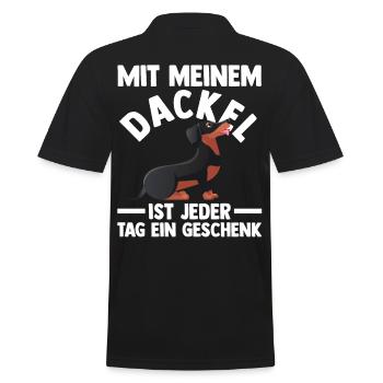 Hund Dachshund Dackel - Männer Poloshirt - Schwarz - Hinten - Kai (181cm)