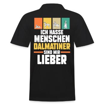 Hund Dalmatiner - Männer Poloshirt - Schwarz - Hinten - Kai (181cm)