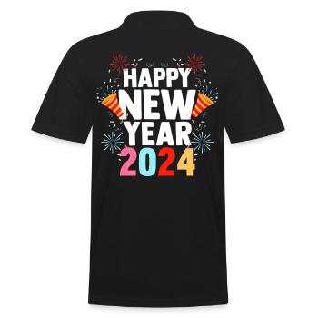 Happy New Year New Year's Eve 2024 - Men's Polo Shirt - black - Back - Kai (181cm)