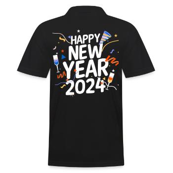 Happy New Year New Year's Eve 2024 - Men's Polo Shirt - black - Back - Kai (181cm)