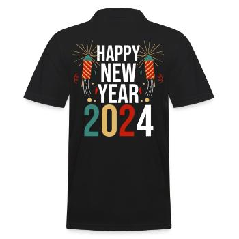 Happy New Year New Year's Eve 2024 - Men's Polo Shirt - black - Back - Kai (181cm)