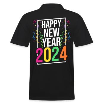 Happy New Year New Year's Eve 2024 - Men's Polo Shirt - black - Back - Kai (181cm)