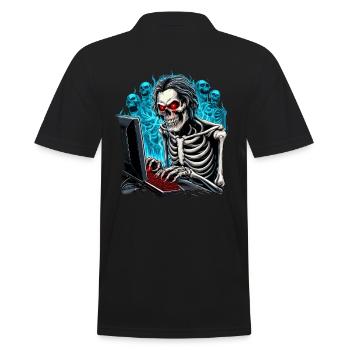 Skeleton, gamer in hell with ghosts/demons - Men's Polo Shirt - black - Back - Kai (181cm)