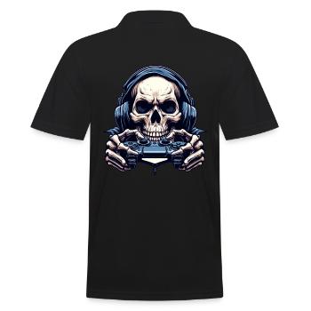 Skelett mit Gamecontroller. Design für Gamer - Männer Poloshirt - Schwarz - Hinten - Kai (181cm)