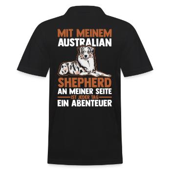 Australian Shepherd Hund Aussie - Männer Poloshirt - Schwarz - Hinten - Kai (181cm)