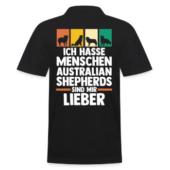Australian Shepherd Hund Aussie - Männer Poloshirt - Schwarz - Hinten - Kai (181cm)