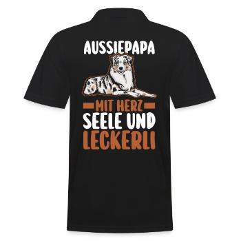 Australian Shepherd Hund Aussie - Männer Poloshirt - Schwarz - Hinten - Kai (181cm)