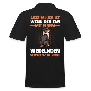 Australian Shepherd Hund Aussie - Männer Poloshirt - Schwarz - Hinten - Kai (181cm)