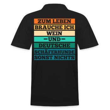 Wein Hund Deutscher Schäferhund - Männer Poloshirt - Schwarz - Hinten - Kai (181cm)