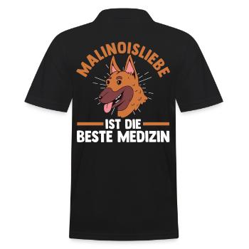 Belgischer Schäferhund Hund Malinois - Männer Poloshirt - Schwarz - Hinten - Kai (181cm)