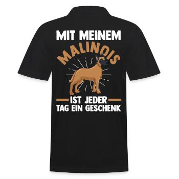 Belgischer Schäferhund Hund Malinois - Männer Poloshirt - Schwarz - Hinten - Kai (181cm)