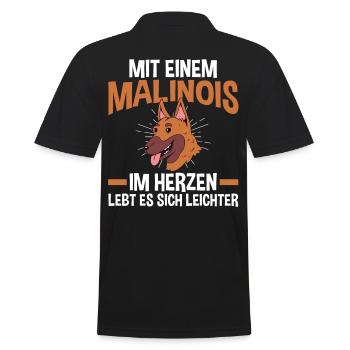 Belgischer Schäferhund Hund Malinois - Männer Poloshirt - Schwarz - Hinten - Kai (181cm)
