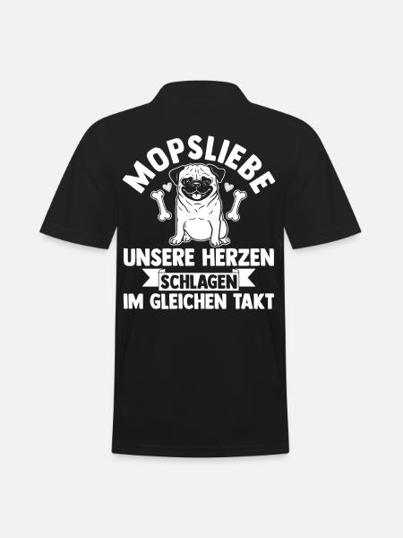 Hund Mops - Männer Poloshirt - Schwarz