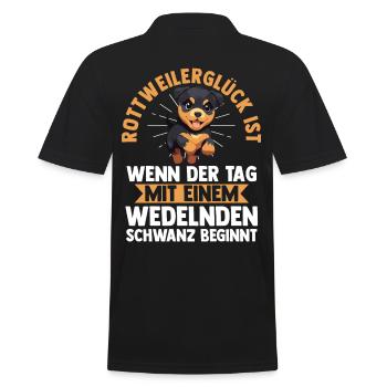 Hund Rottweiler - Männer Poloshirt - Schwarz - Hinten - Kai (181cm)