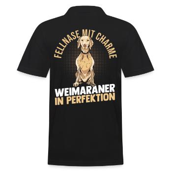 Hund Weimaraner - Männer Poloshirt - Schwarz - Hinten - Kai (181cm)