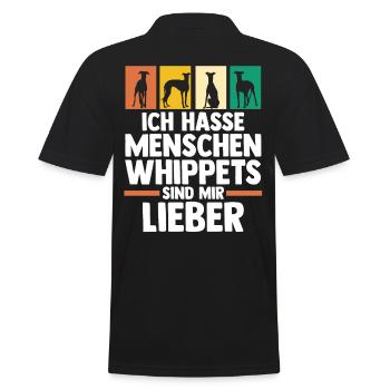 Hund Whippet - Männer Poloshirt - Schwarz - Hinten - Kai (181cm)