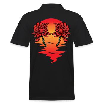 Blumen Sonne Valentin Valentinstag Liebe Geschenk - Männer Poloshirt - Schwarz - Hinten - Kai (181cm)