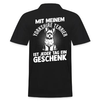Hund Yorkshire Terrier - Männer Poloshirt - Schwarz - Hinten - Kai (181cm)