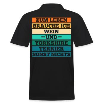 Hund Wein Yorkshire Terrier - Männer Poloshirt - Schwarz - Hinten - Kai (181cm)
