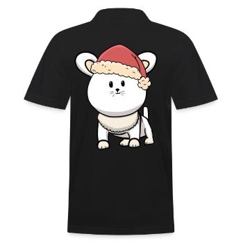 Xmas Katze Kitten Nikolaus Weihnachtsmann Miau - Männer Poloshirt - Schwarz - Hinten - Kai (181cm)