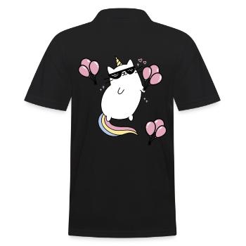 Katze Einhorn Geburtstagsgeschenk Geburtstag Kind - Männer Poloshirt - Schwarz - Hinten - Kai (181cm)