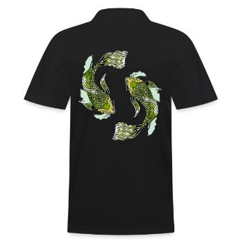 Asia, Asian Pisces, Japan, China, Pond Fish - Men's Polo Shirt - black - Back - Kai (181cm)