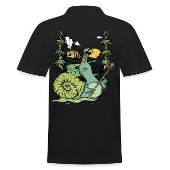 Schnecke Heimat Musik Gitarre Musikant Musik Natur - Männer Poloshirt - Schwarz - Hinten - Kai (181cm)