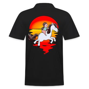 Rider, Horse, Children, Sunset, Ride, Steed - Men's Polo Shirt - black - Back - Kai (181cm)