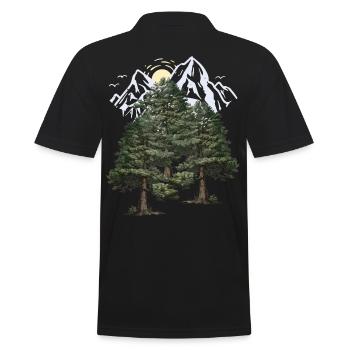 Wilderness, Mountains, Nature, Forest, Pines, Firs, Trees - Men's Polo Shirt - black - Back - Kai (181cm)