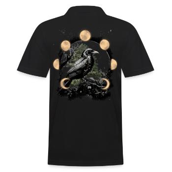 Dark Raven Crow Magic Moon Horror Halloween - Men's Polo Shirt - black - Back - Kai (181cm)