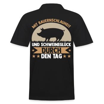 Schwein Schweinebauer Bauernhof Schweine - Männer Poloshirt - Schwarz - Hinten - Kai (181cm)