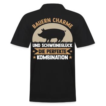 Schwein Schweinebauer Bauernhof Schweine - Männer Poloshirt - Schwarz - Hinten - Kai (181cm)